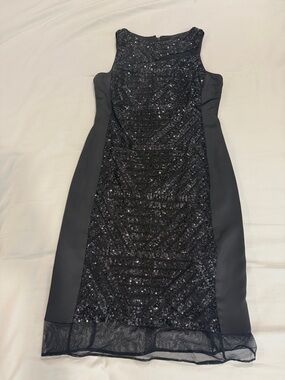 julia jordan Black Sequin Midi Sheath Dress